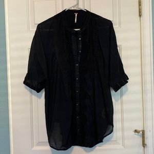 Free People Black Button Up Shirt